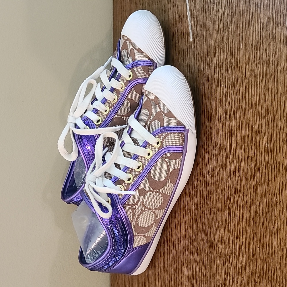 Coach Zorra Women's Sneakers Tan Purple Sequins